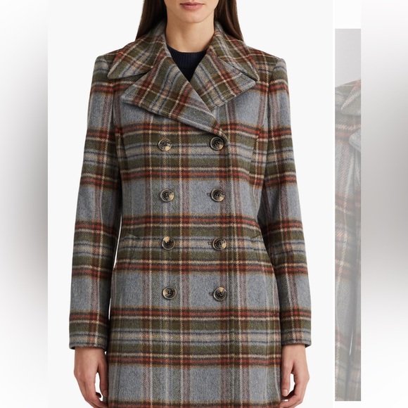 NWT RALPH LAUREN Plaid Double-Breasted Women's Coat - Picture 5 of 8